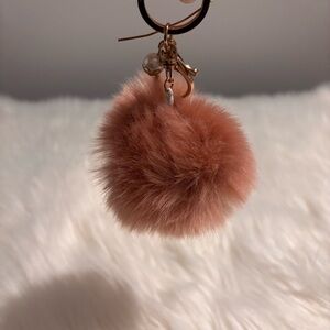 Fluffy Pink Pom Pom Keychain